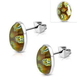 🎉5 For $15🎉Earrings--colorful glass flower oval studs